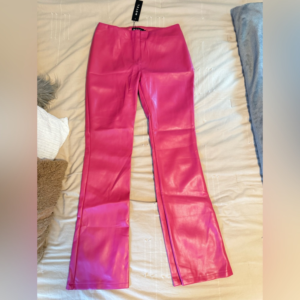 Motel Rocks Pink Leather Pants